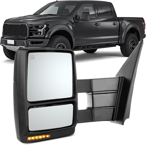 Miniatura 19 de OCPTY Espejo de remolque para 2007 2008 2009 2010 2011 2012 2013 2014 para Ford para camioneta F-150 Pickup Camión Remolque Espejos Par Par Potencia