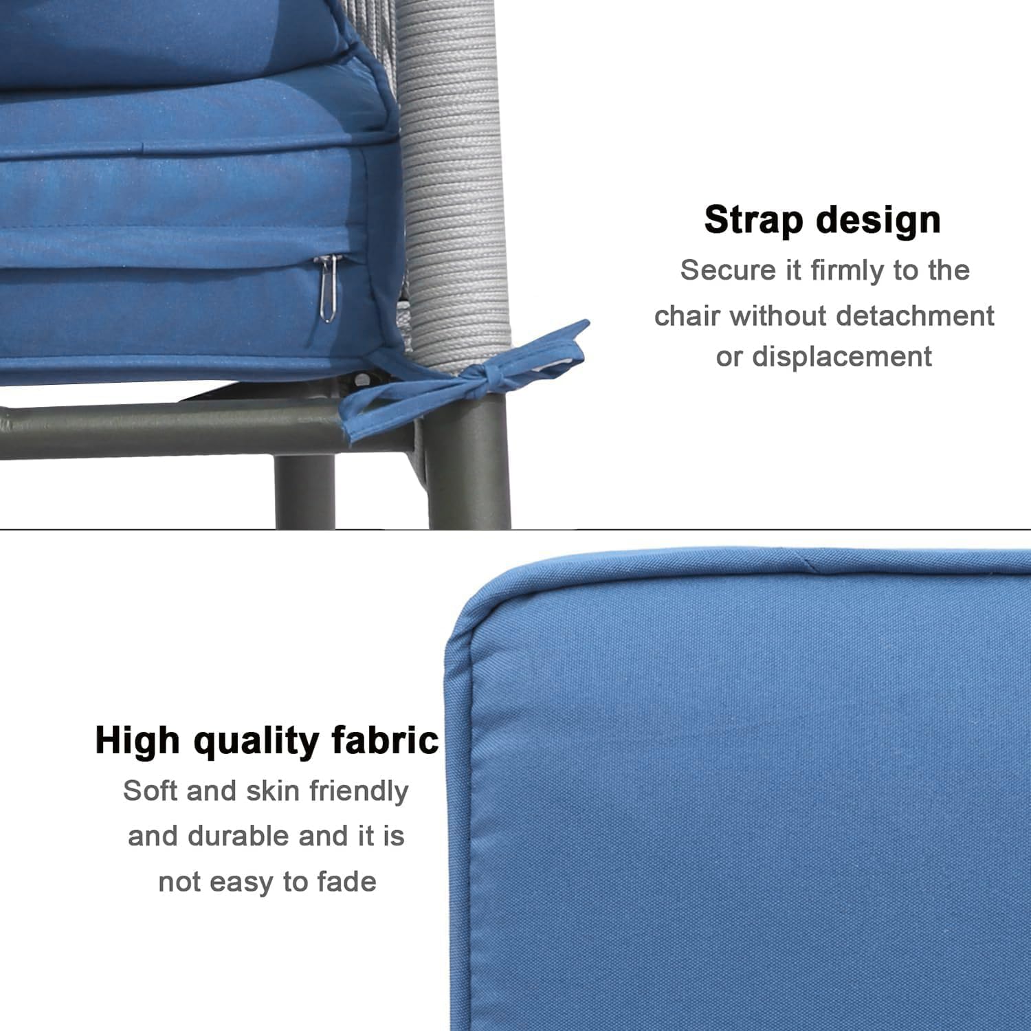 Outdoor Cushion Covers 4 Pack Waterproof&Fade Resistant Zipper Patio Furniture Cushion Covers for Couch,Sofa,Chair (Replacement Covers Only) (Blue, 19×19×3)