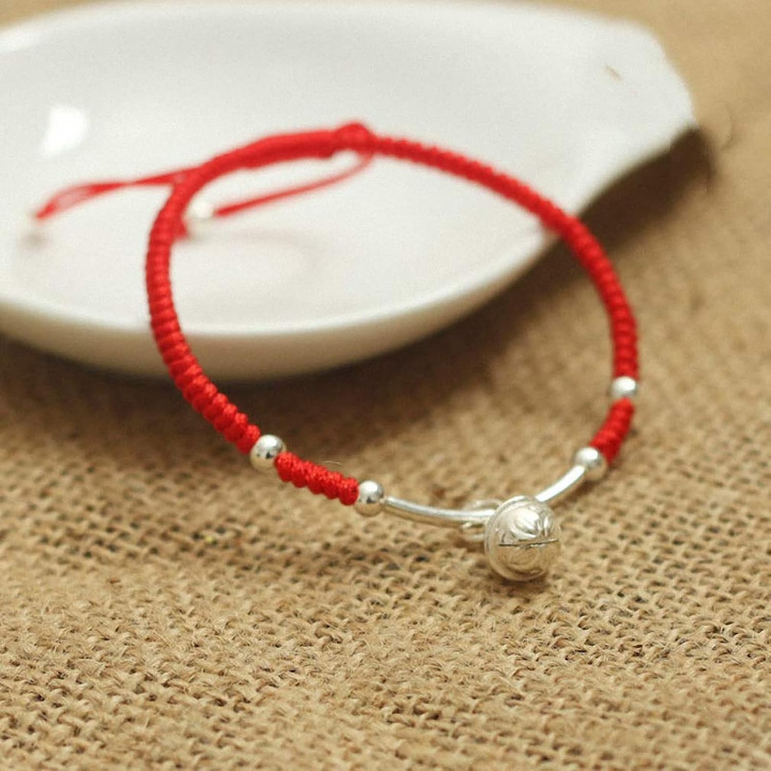 Protection Bracelet for Women and Men Real 925 Sterling Silver Lucky Bell Amulet Red Rope Bracelet Handmade String Adjustable Jewelry Gift - Image 2