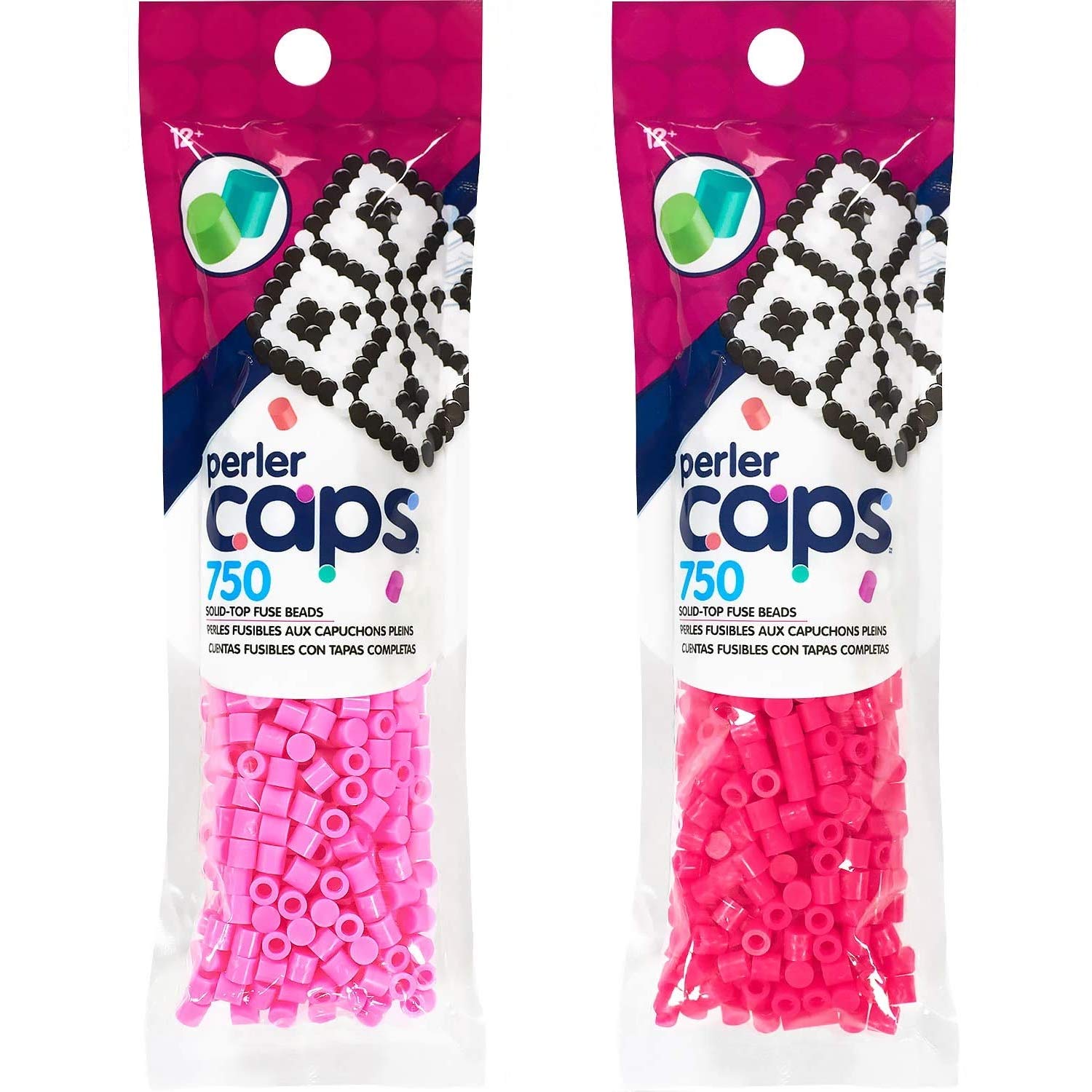 Perler Czapki – solidne koraliki bezpiecznikowe – zestaw 2 szt. – wata cukrowa i magenta
