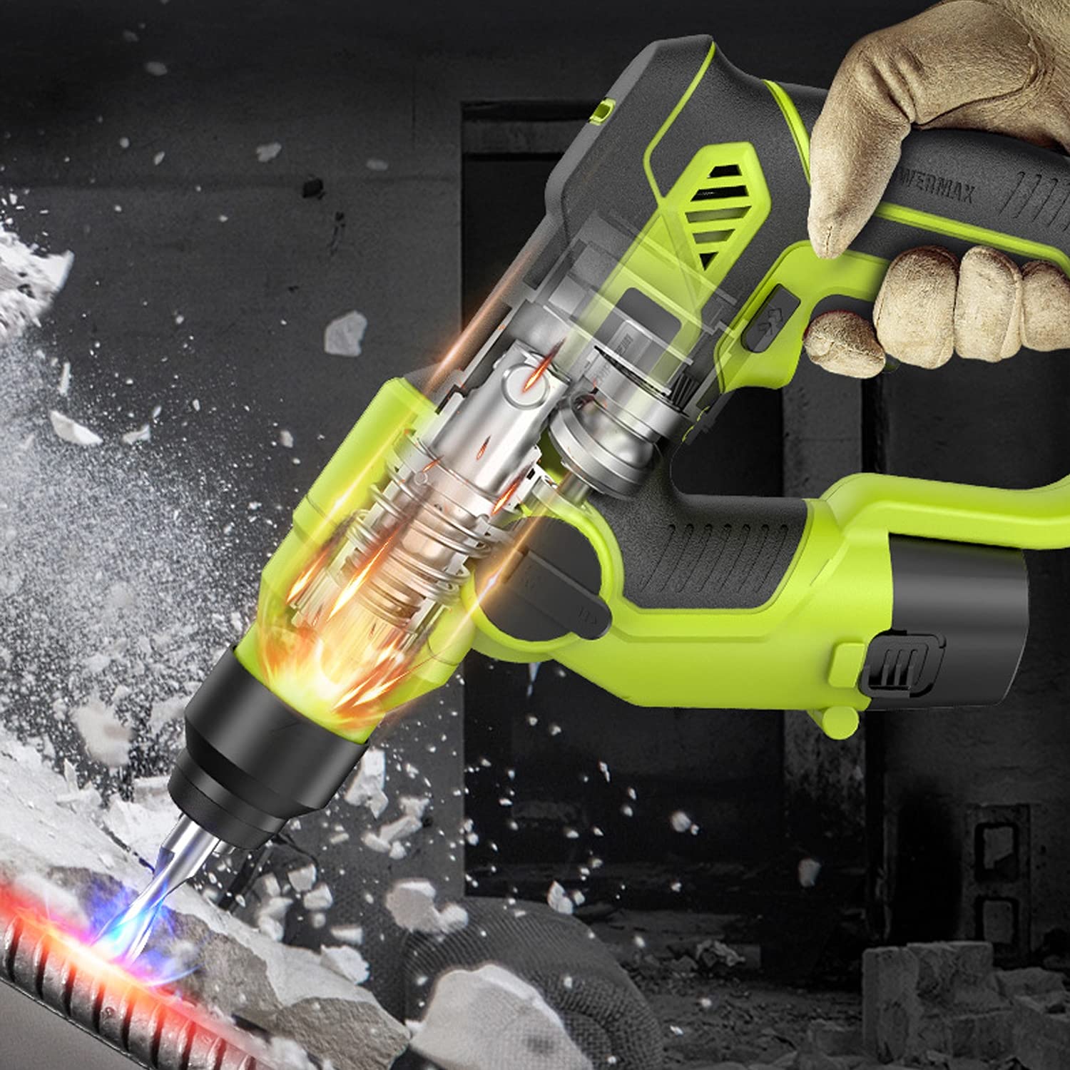 Multifunzione Martello Industriale Trapano Elettrico Professionale Set di Cacciaviti incl. 9-Trapano Set e Batteria al Litio *2