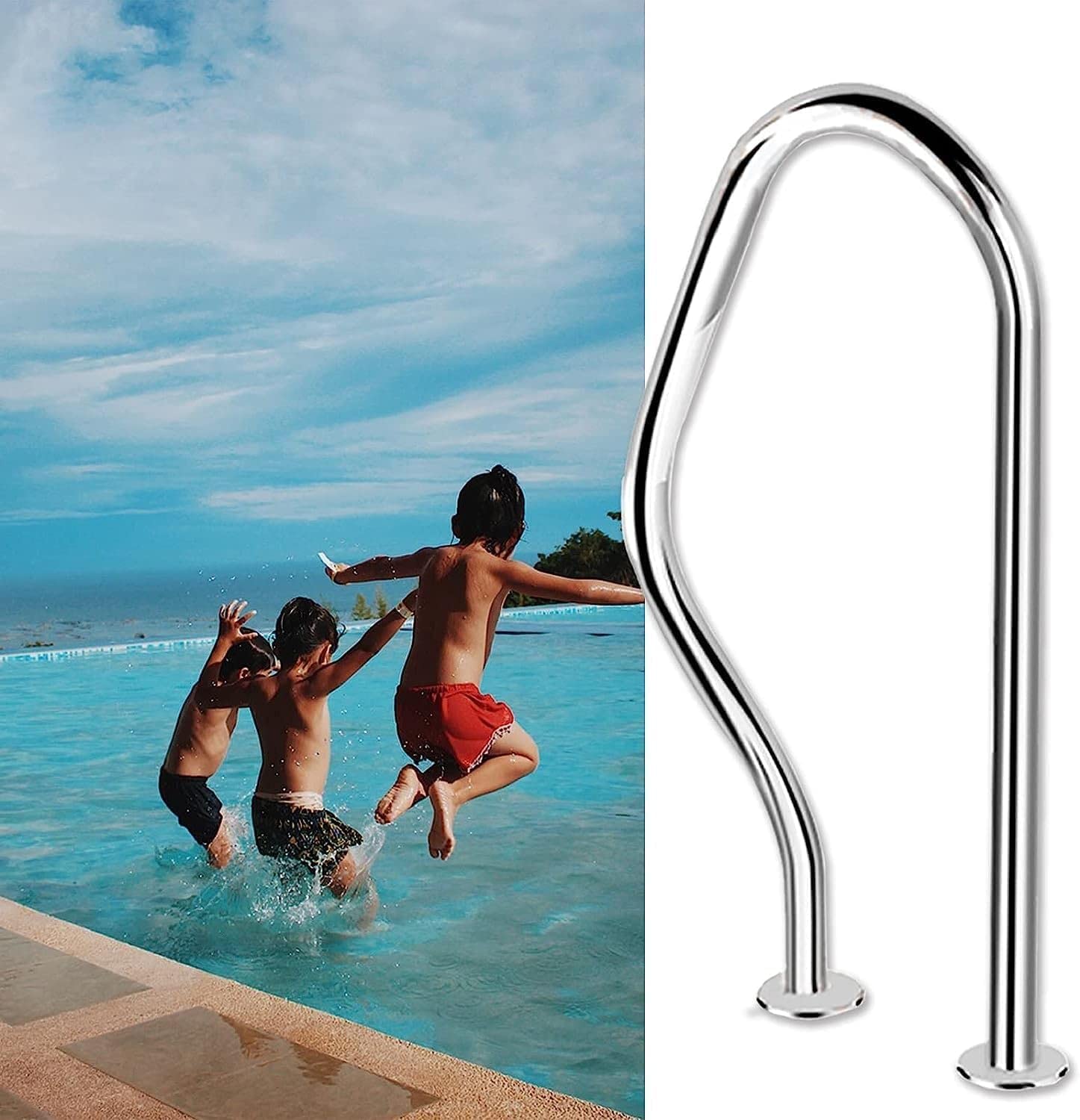 Main courante de piscine 80 x 47 cm barre appui garde-corps spa