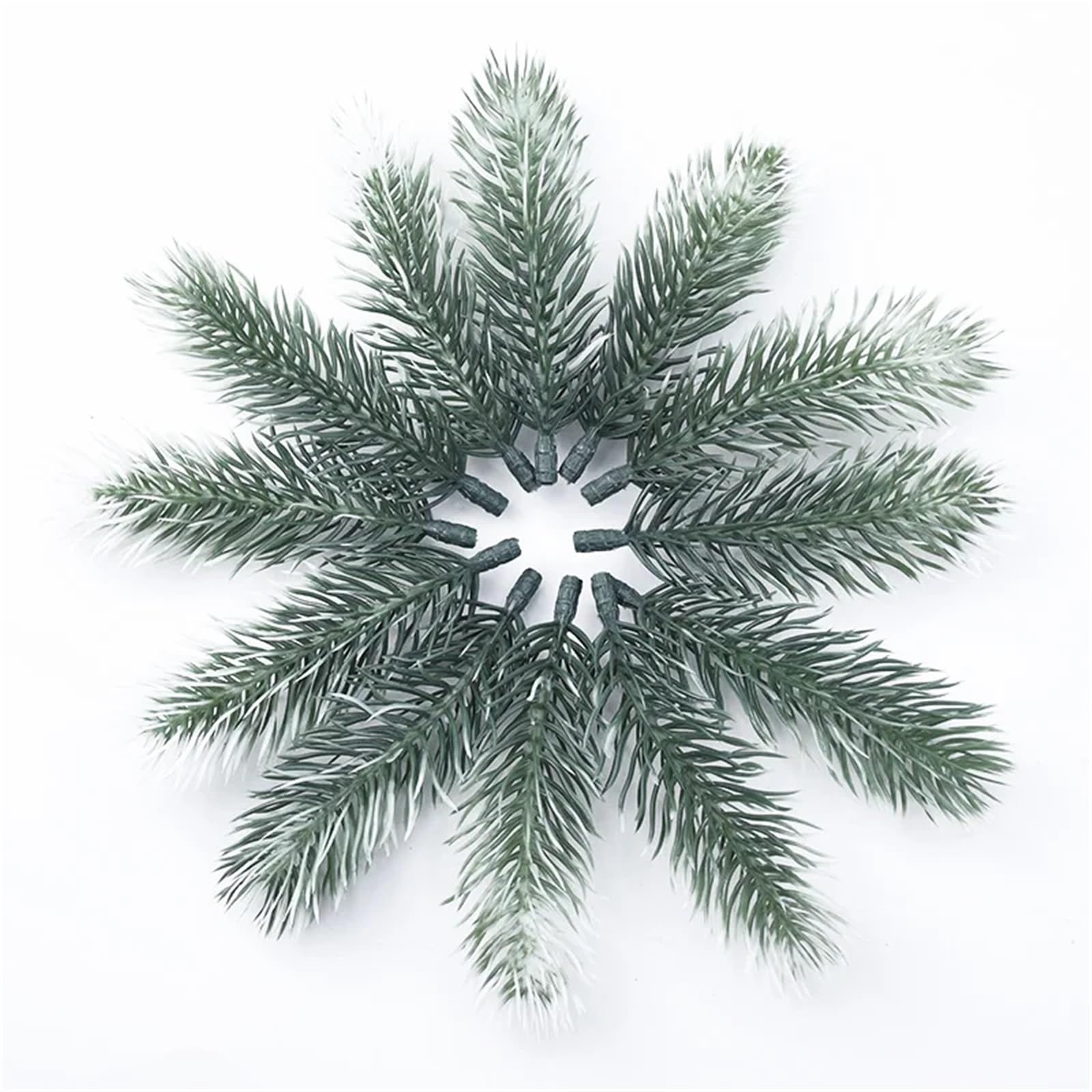 Tannenzweige KüNstlich Wie Echt 100 stücke Künstliche Pflanzen Kunststoff Kiefer Nadel Schneeflocke Weihnachten Kranz Material Hochzeit Dekorative Blumen Kränze Wohnkultur(Color 3)