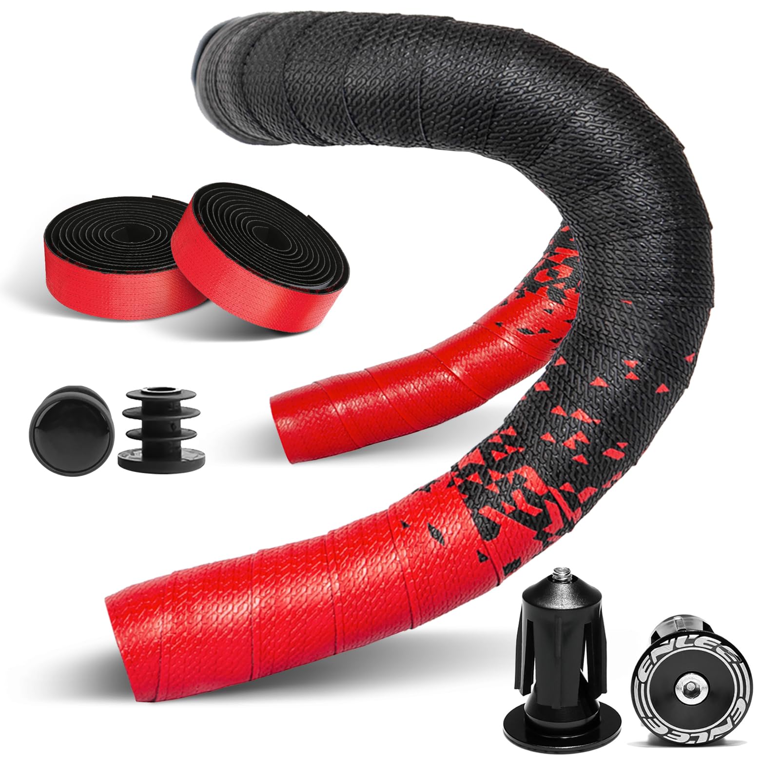 DINTSTYLE 2pcs Bicycle Bar Tape, Bike Handlebar Tape, Road Bicycle Handlebar Tape, Cycling Grip Tape, with 4pcs Handlebar End Plugs, Soft Comfortable,