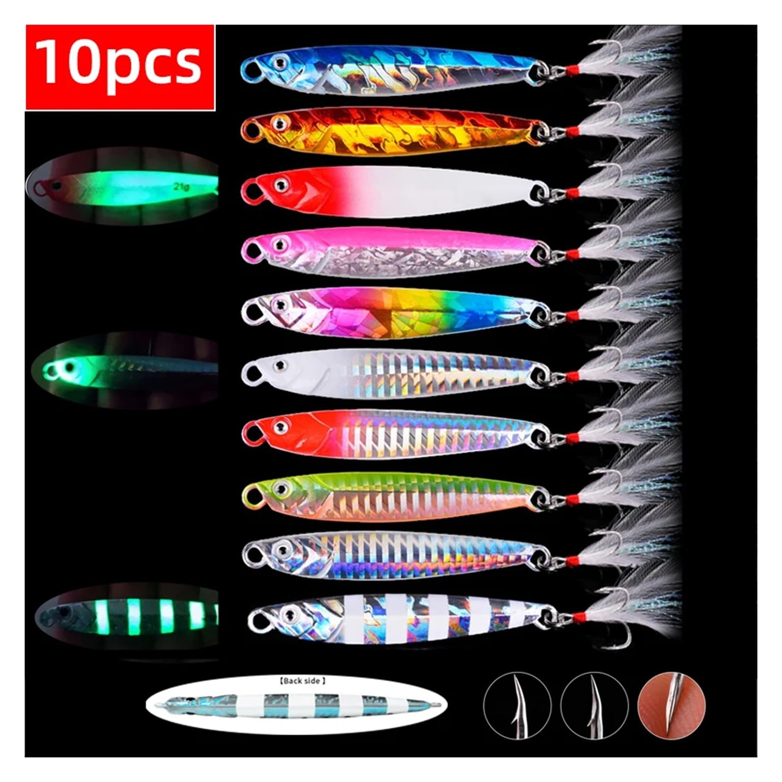 10 szt. metalowych przynęt wędkarskich, powolny rzut, jigi, przynęty 7G, 10G, 17G, 21G, 28G, 40G, wobler, przynęta typu jig, przynęta typu wobler, przynęta morska, ryba