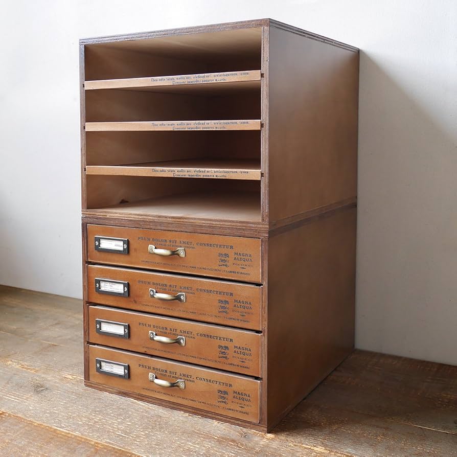 木製アンティーク 小引き出し5杯 書類棚 レターケース 古家具 古道具
