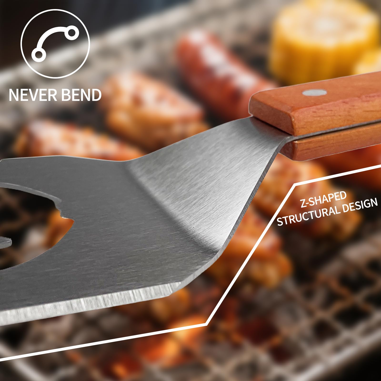 Barbecue Spatule Acier Inoxydable Set 41.5x8cm INOX Ustensiles Professionnel
