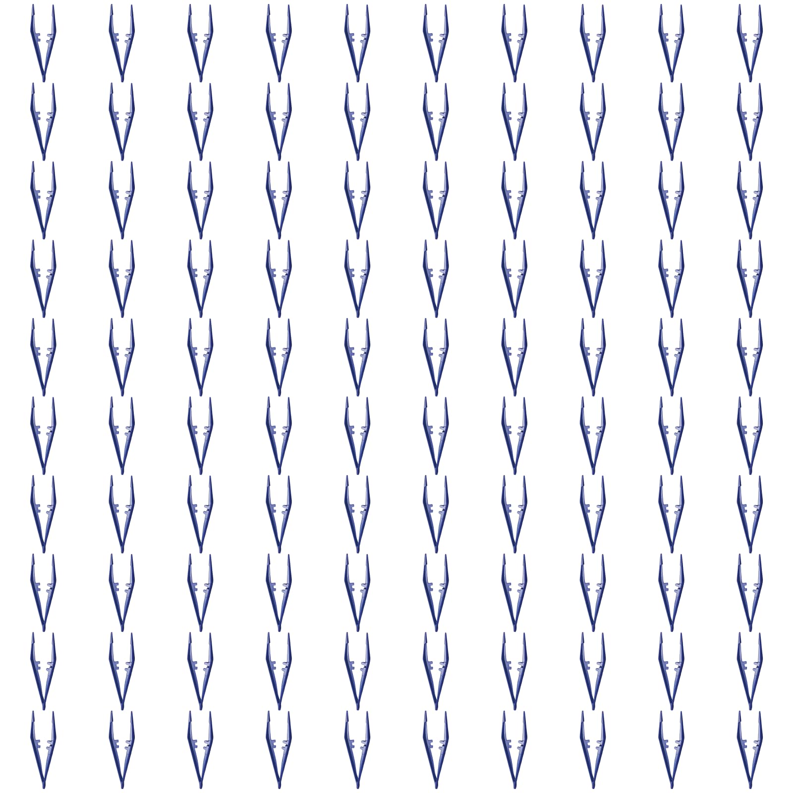 100 Stück Kunststoffpinzetten, 5 Zoll / 13 cm Einweg-Pinzetten mit gezahnten, spitzen Spitzen, blau, für Erste-Hilfe-Sets, Wissenschaftslabor, Bastelarbeiten, Verbände und Lehrbedarf