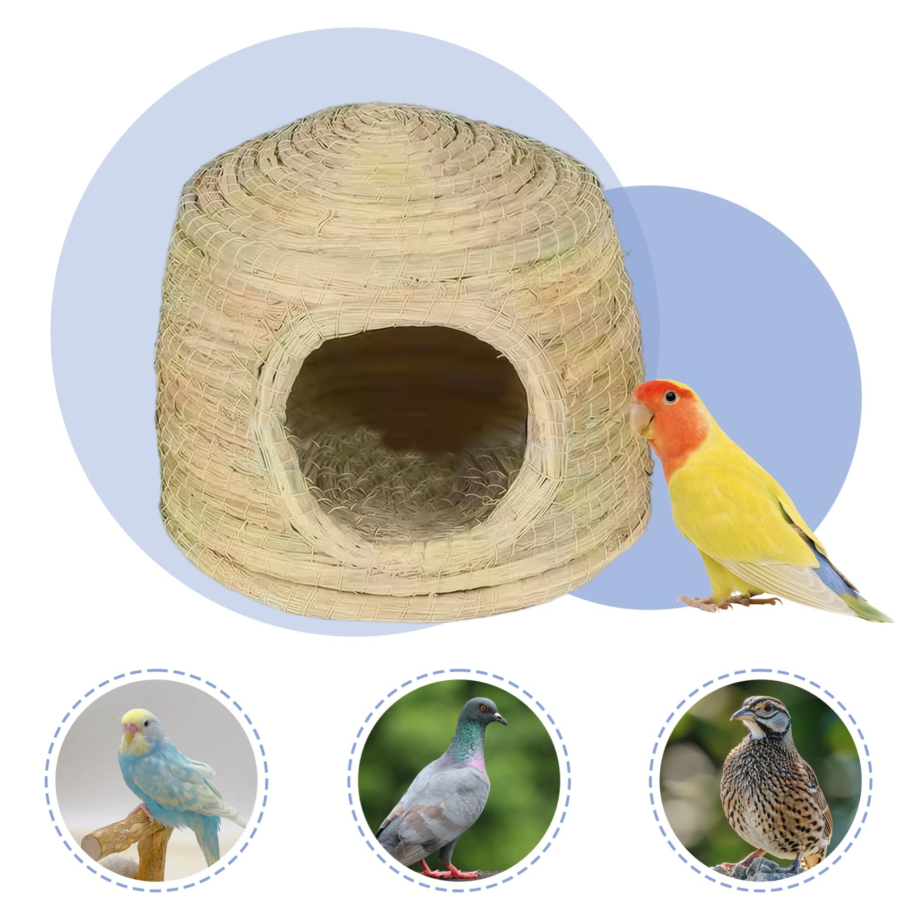 Nido para pájaros para Jaula - Casa para periquitos Tejida con Paja de 11, 8x8, 3