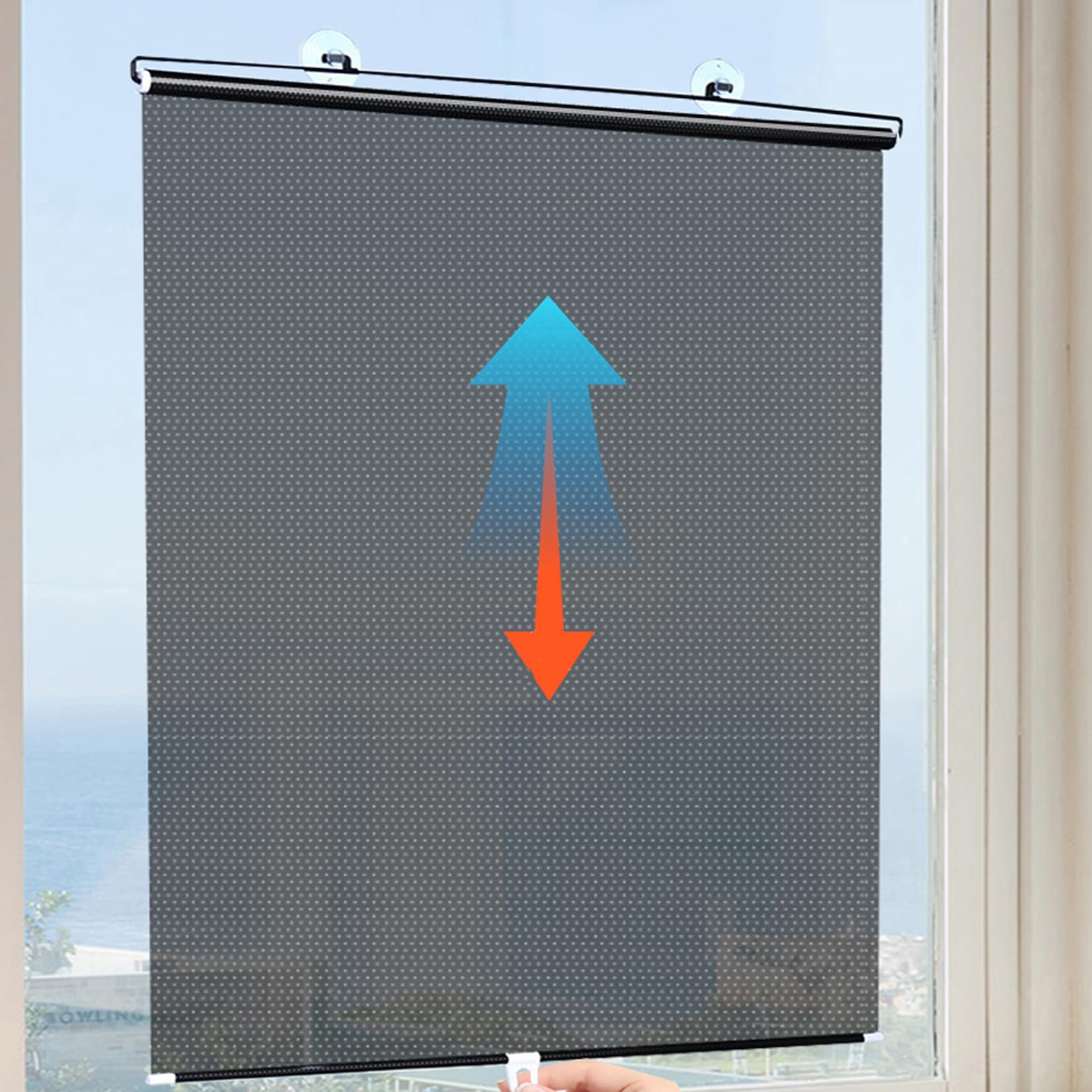 Store enrouleur translucide noir 58 x 100 cm, sans perçage, isolation thermique, protection solaire amovible pour chambre à coucher, bureau et voiture, facile à installer, solution de filtrage de la