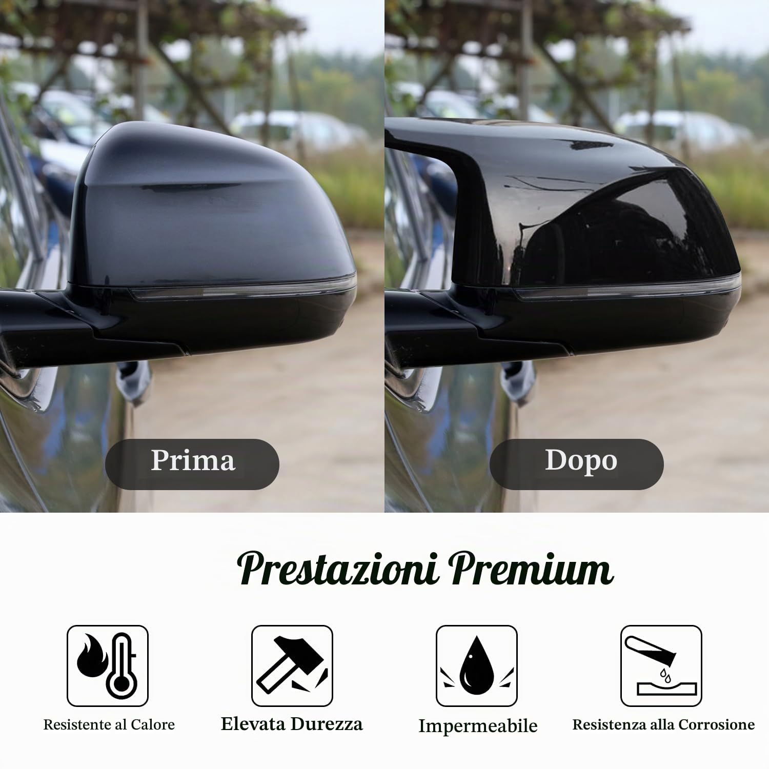 Coperchio Dello Specchio Laterale, Ricambio per Specchietto Retrovisore Compatibile con BMW X3 G01 X4 G02 X5 G05 X6 G06 2018-2022 iX3 2022-2023 X7 G07 2019, Nero Lucido, 2 Pezzi