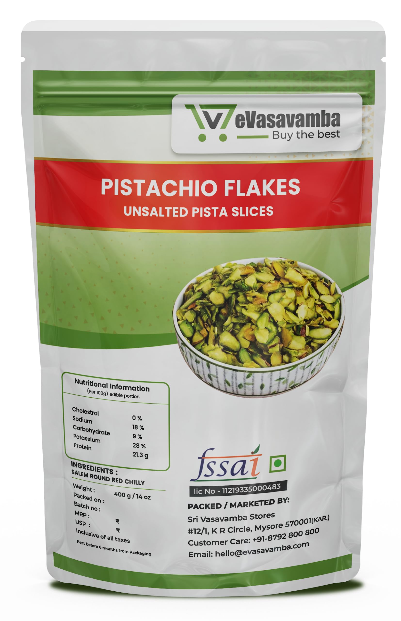 eVasavamba Pistachio Flakes | Unsalted Pista Slices | Pista Katran | Pista Cuttings | No Artificial Flavour | No Artificial Colour | 100% Naturally Processed | A++ Grade (400g) (B0C8MS2HX9) Amazon Price History, Amazon Price Tracker