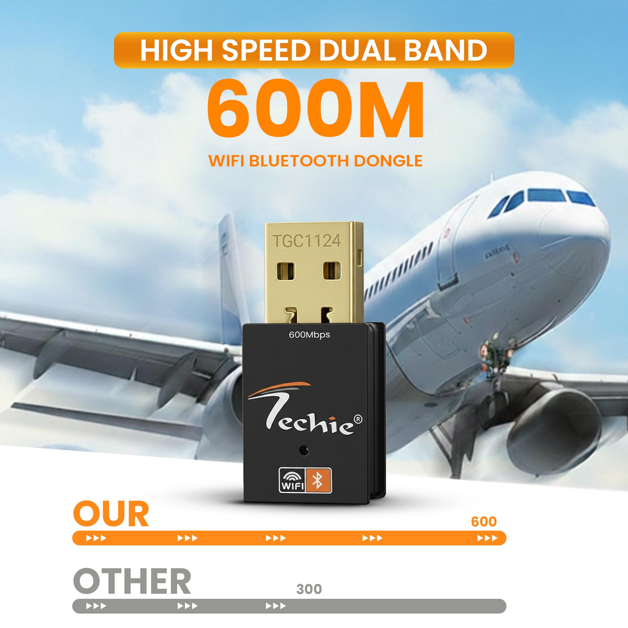 Techie USB Wi-Fi Adapter - 600Mbps & Bluetooth 4.2 -2