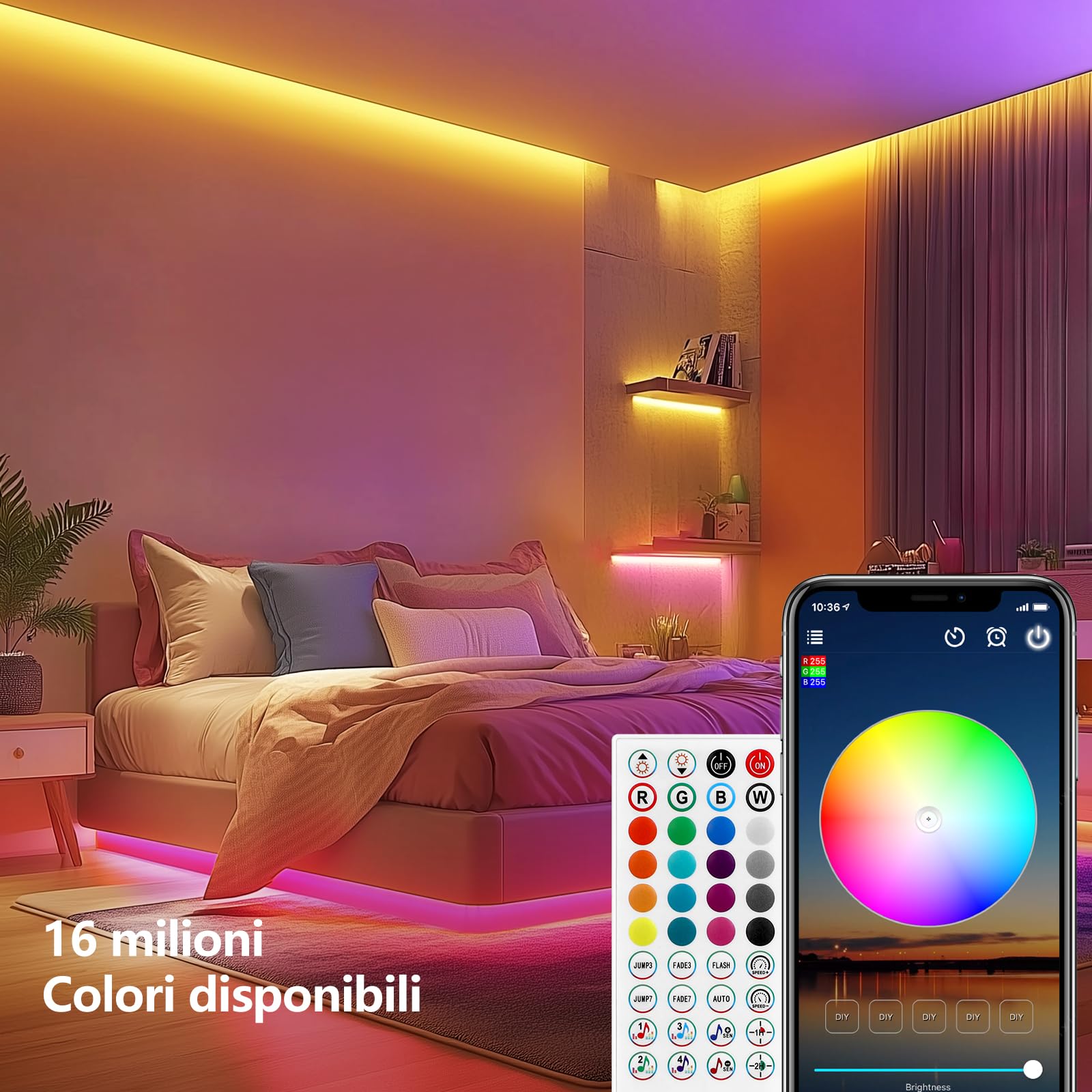 Beaeet Striscia LED 30 Metri, Luci LED 5050 RGB per Camera, con Telecomando a 40 Tasti e Controllo tramite APP Bluetooth, Ideale per Natale, Matrimoni e Feste (15m*2)