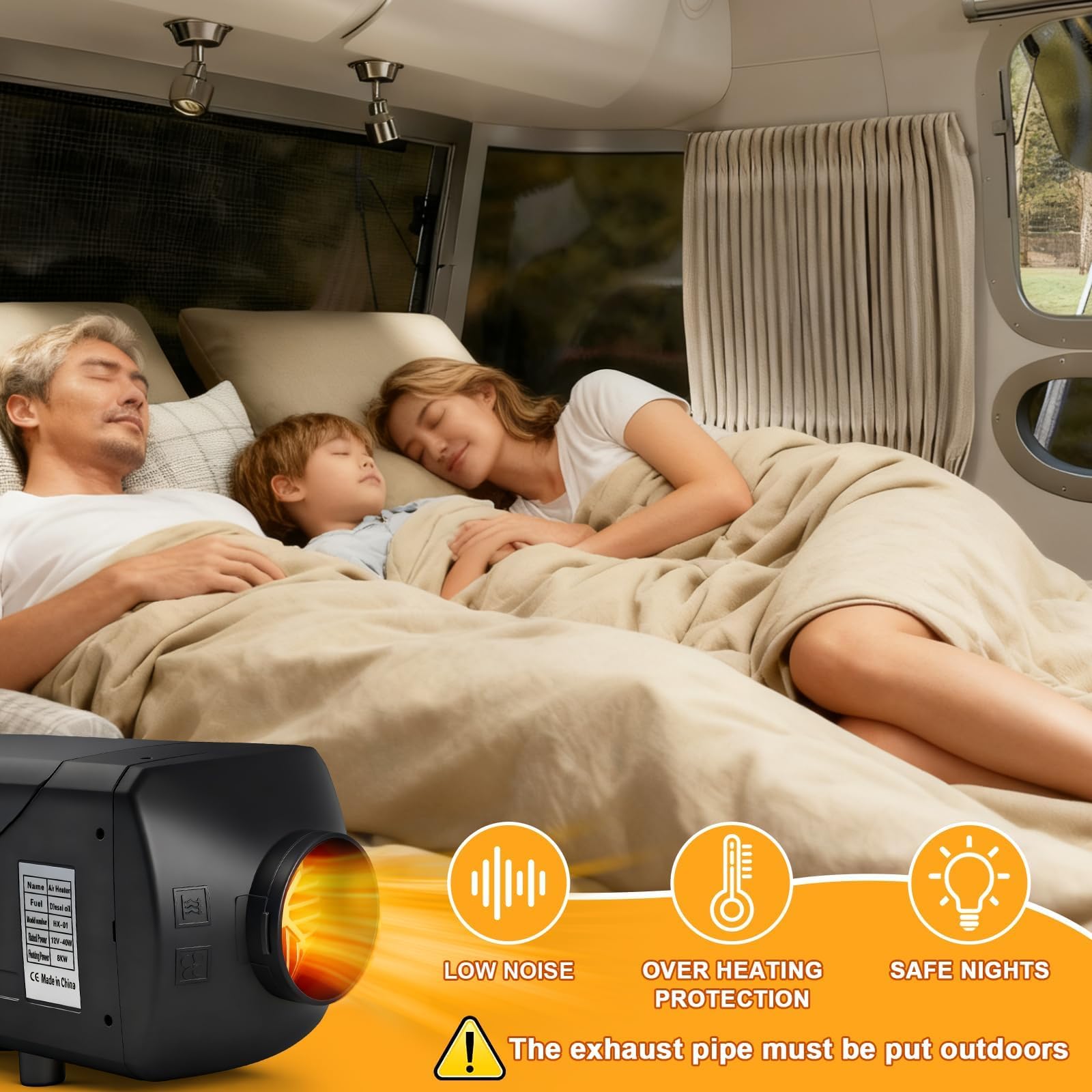 Calentador Diésel Portátil 8KW de 12V con Bluetooth y Mando a Distancia para Garajes, Talleres, Autocaravanas, Barcos y Cabinas – Calefa hasta 20 m²