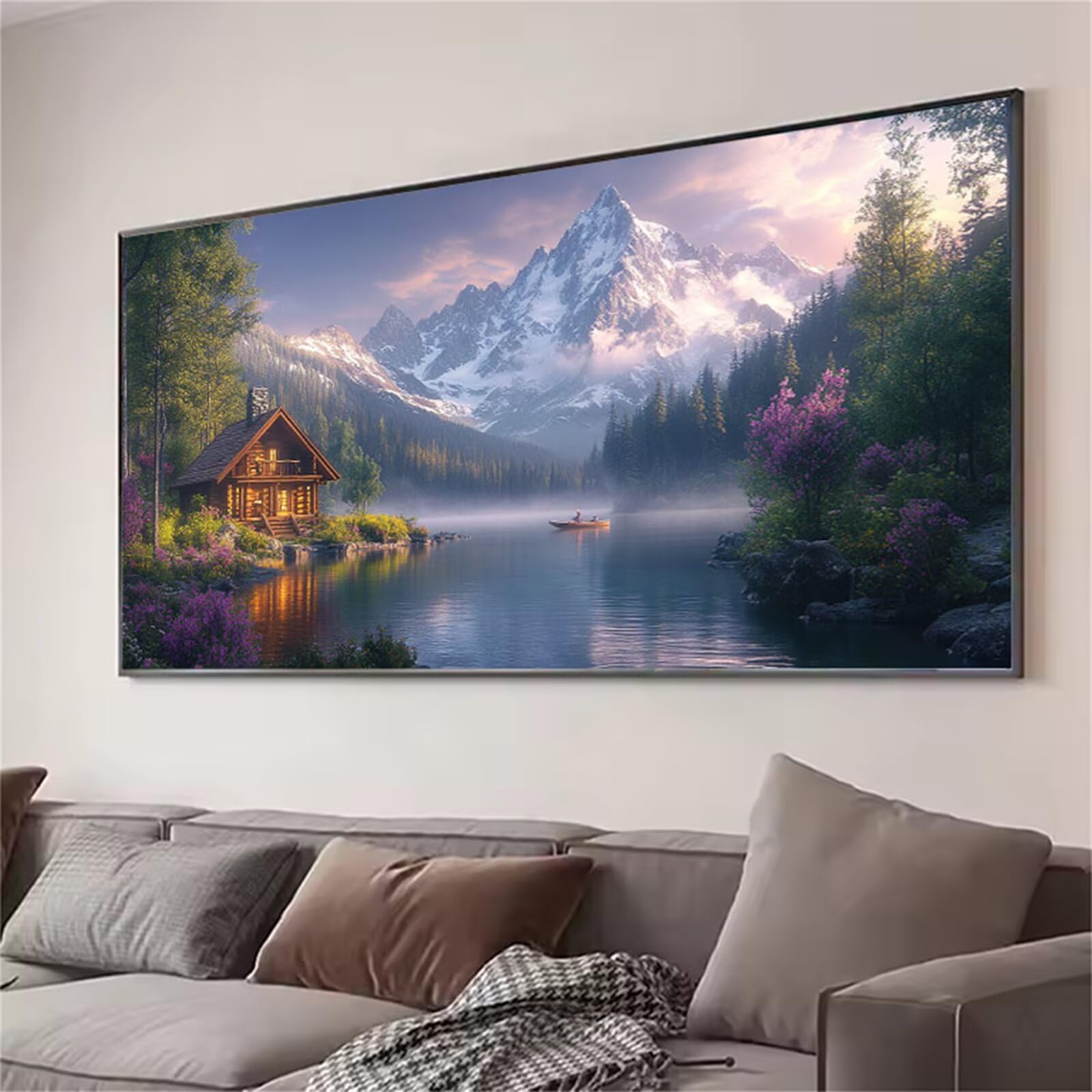 Diamond Painting Landschaft, Diamond Painting Erwachsene Groß XXL mit Leinwand 60 x 120 CM, Diamant Paintings Bilder Kabine Muster, Eckige Steine DIY Bastelset für Zimmer Wanddeko, Geschenke L1-660