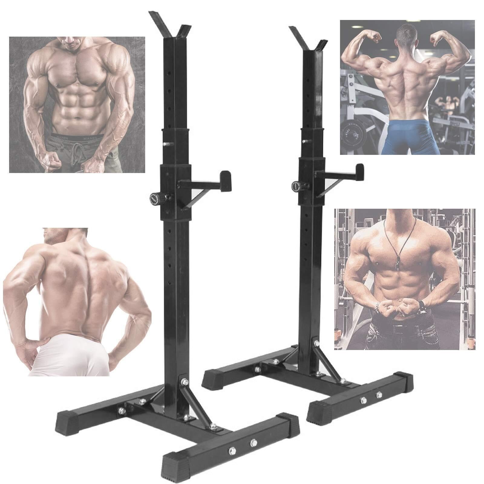 Soporte Ajustable para Sentadillas con Barra, Carga máxima de 250 kg, Soporte para Press de banca, Barra de Curl, Entrenamiento físico en casa