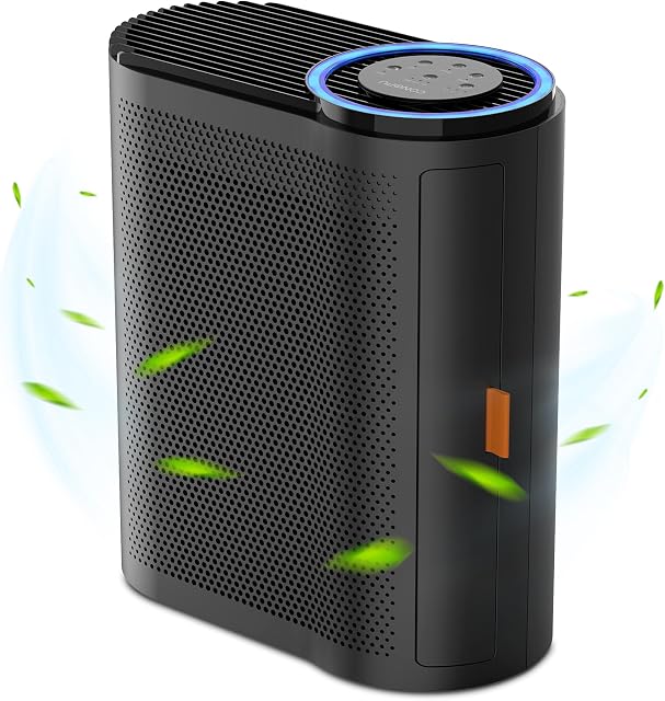 CONOPU Air Purifier Allergy Sufferers HEPA H13 Filter, CADR 230 m³/h, Up to 50 , Air Purifier Real Time Air Quality Monitoring, Air Filter Home Auto Mode, Air Purifier Smoking Room Black