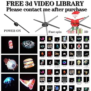 3DHologramFan, 42CM 3DHologramfan Projector HD LED Holographic Christmas Tree Advertising Display with Remote and Bluetooth and WiFi,1500 Video Library and for Business,Bar,Halloween Missyou 16.5 Inch