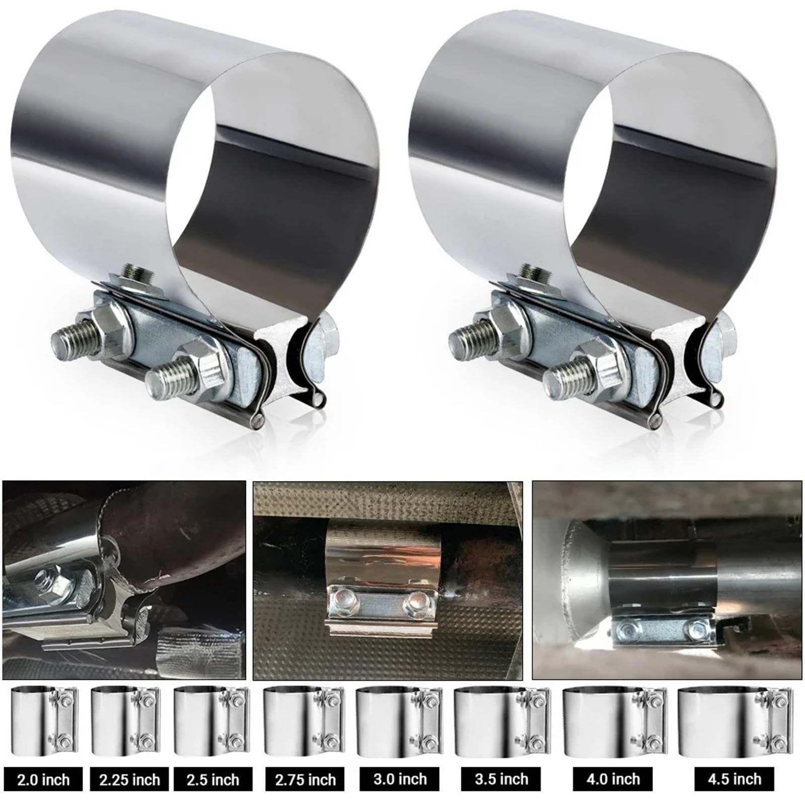 V Band Schelle Universal-Auspuffrohr-Verbindungsring, starke Stahlrohrschelle, Edelstahl-Auspuffstoßverbindungsbandschelle, Autozubehör(40mm)
