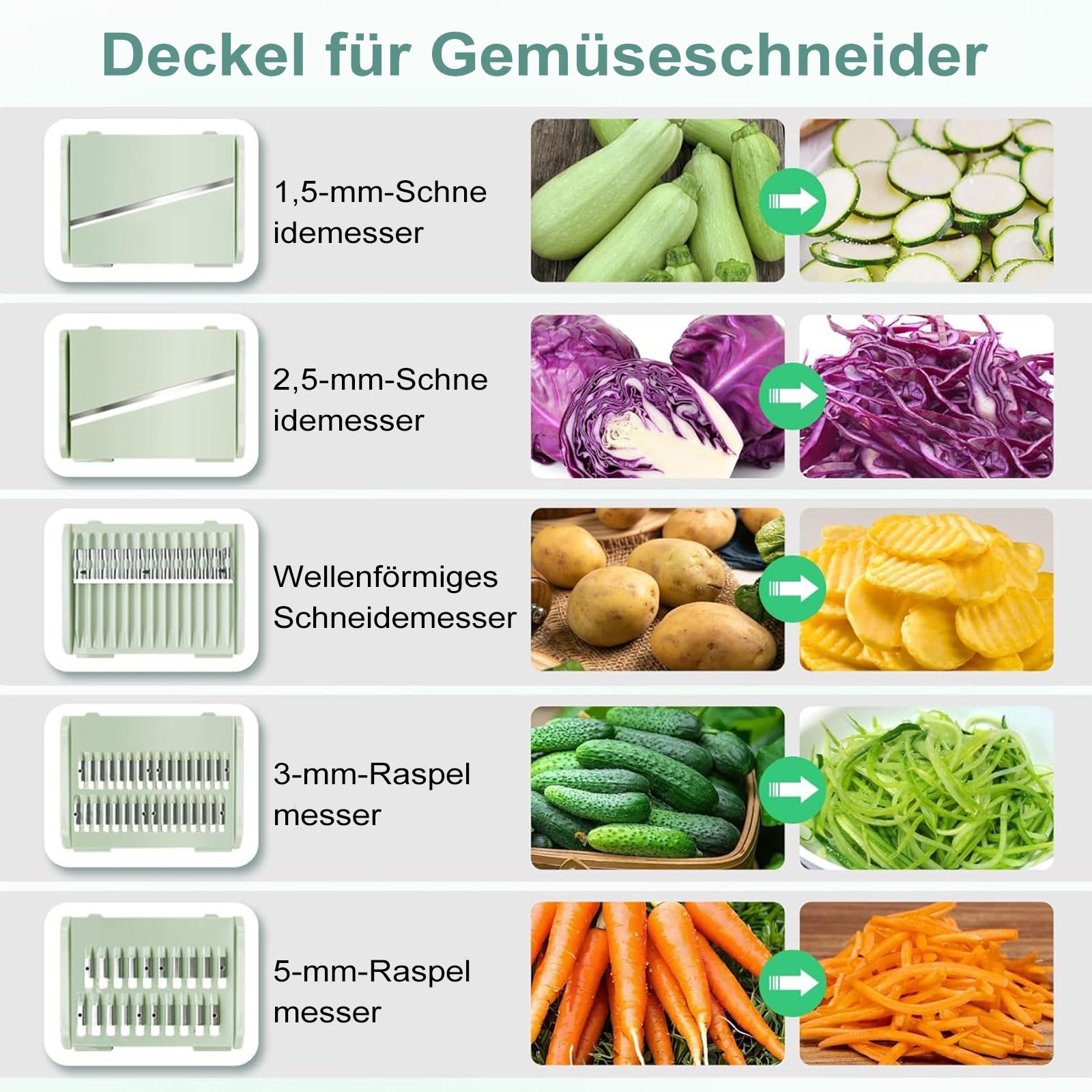 5L Salatschleuder Edelstahl, Gemüseschneider, Rührschüssel 3-in-1, mit 6 verschiedenen Ausstechern & rutschfestem Boden, Handkurbel-Design, Zum Obst und Gemüsehobel und trocknen, Küchenhelfer