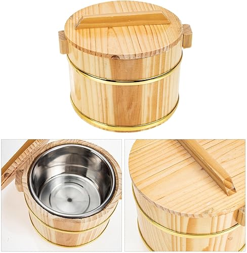 Miniatura 5 de 1 juego barril de arroz barril oke arroz sashimi bandeja de arroz cuencos de arroz vapor chino bañera de arroz japonés sauna cubo de arroz plato de