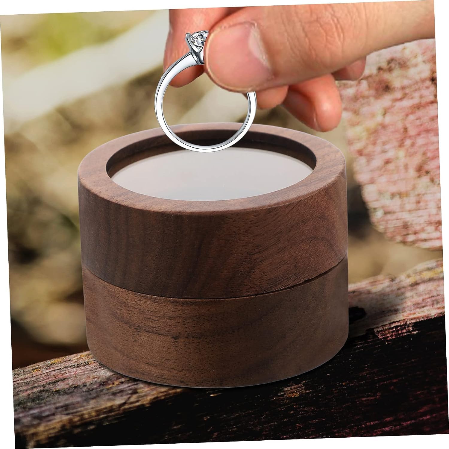 WZGWDC Fenster-Ring-Box, Ehering-Etui, Ring-Vitrine, Ehering-Organizer, Ringhalter, Zeremonie, einzigartige Schmuckschatulle, Holzkiste
