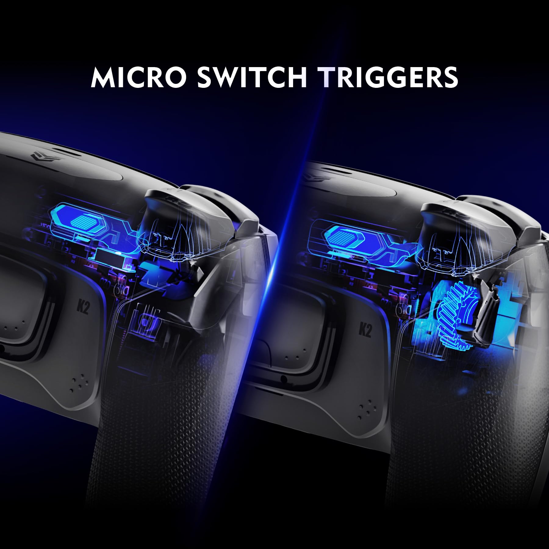 HEXGAMING ULTIMATE PRO Controlador de Juegos Profesional para ps5/PC/Móvil - 4 Botones Traseros/6 Perfiles Personalizables/Gatillos Ajustables/8 Joysticks Intercambiables - Efecto Hall (Negro Caos)