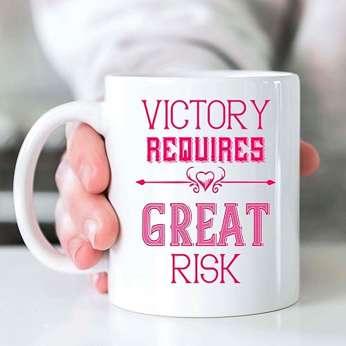 Miniatura 6 de Inspirational Gift Victory Gift, Graduation Present for a Niece - Great Risks, Great Victory Day Quote on 11 Oz White Ceramic Coffee Mug