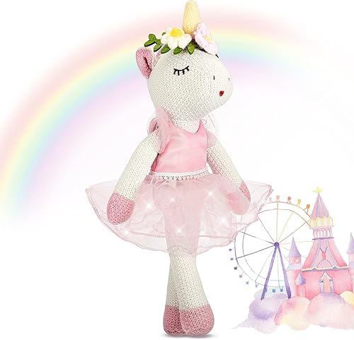 Shappy Animales de peluche de unicornio de Navidad de 17 pulgadas, muñeca bailarina de lana de peluche de unicornio para niñas, regalo de cumpleaños