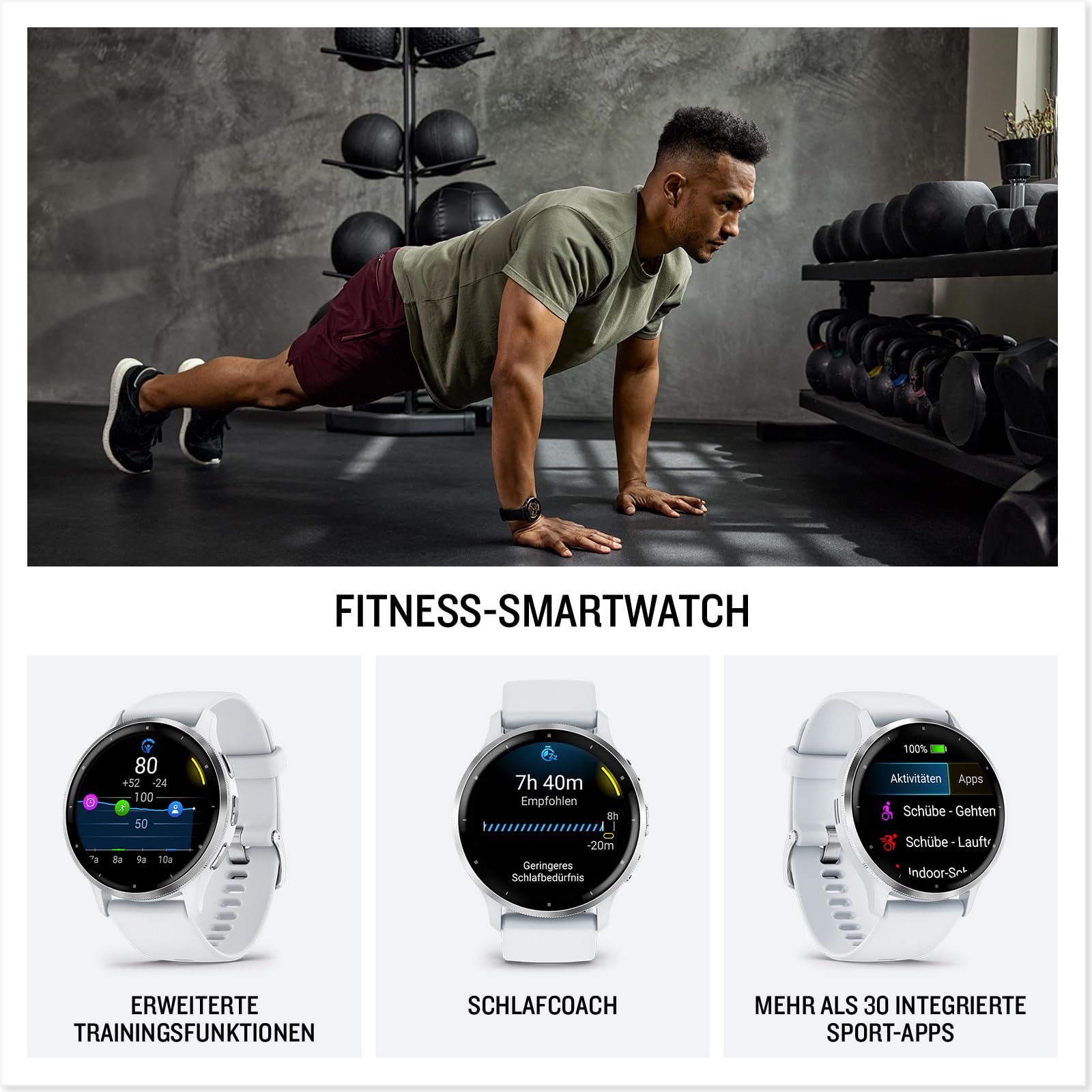 Garmin Venu 3 45mm – Fitness-Smartwatch, 1,4" AMOLED-Touchdisplay, bis zu 14 Tage Akkulaufzeit, 30+ Sport-Apps, Bluetooth Telefonie und Sprachassistenz, Music, GarminPay, Rollstuhlmodus Ansicht 2