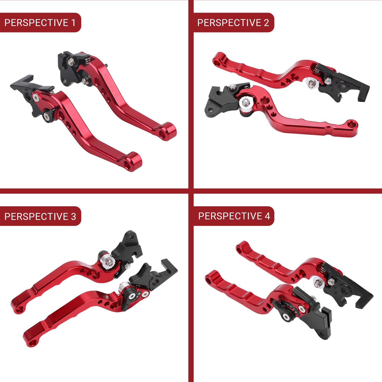 OUKENS Leva della frizione del freno, 2 pezzi Unniversal Motocicletta in lega di alluminio regolabile per dispositivo di frenatura del manubrio del manubrio(rosso)