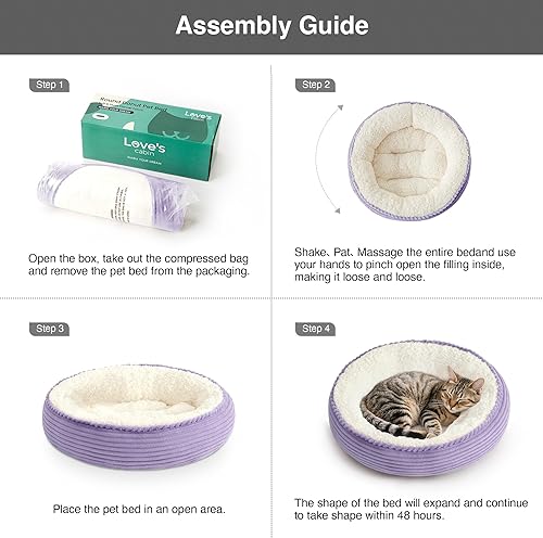 Miniatura 8 de Love's cabin Cama redonda acolchada para gatos y perros, cama para mascotas de 20 pulgadas para gatos o perros pequeños, parte inferior