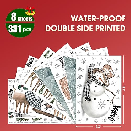 Miniatura 4 de Horaldaily 331 calcomanías de Navidad para ventana, ciervo, camión, muñeco de nieve para suministros de fiesta en casa, tienda, ventana, decoración