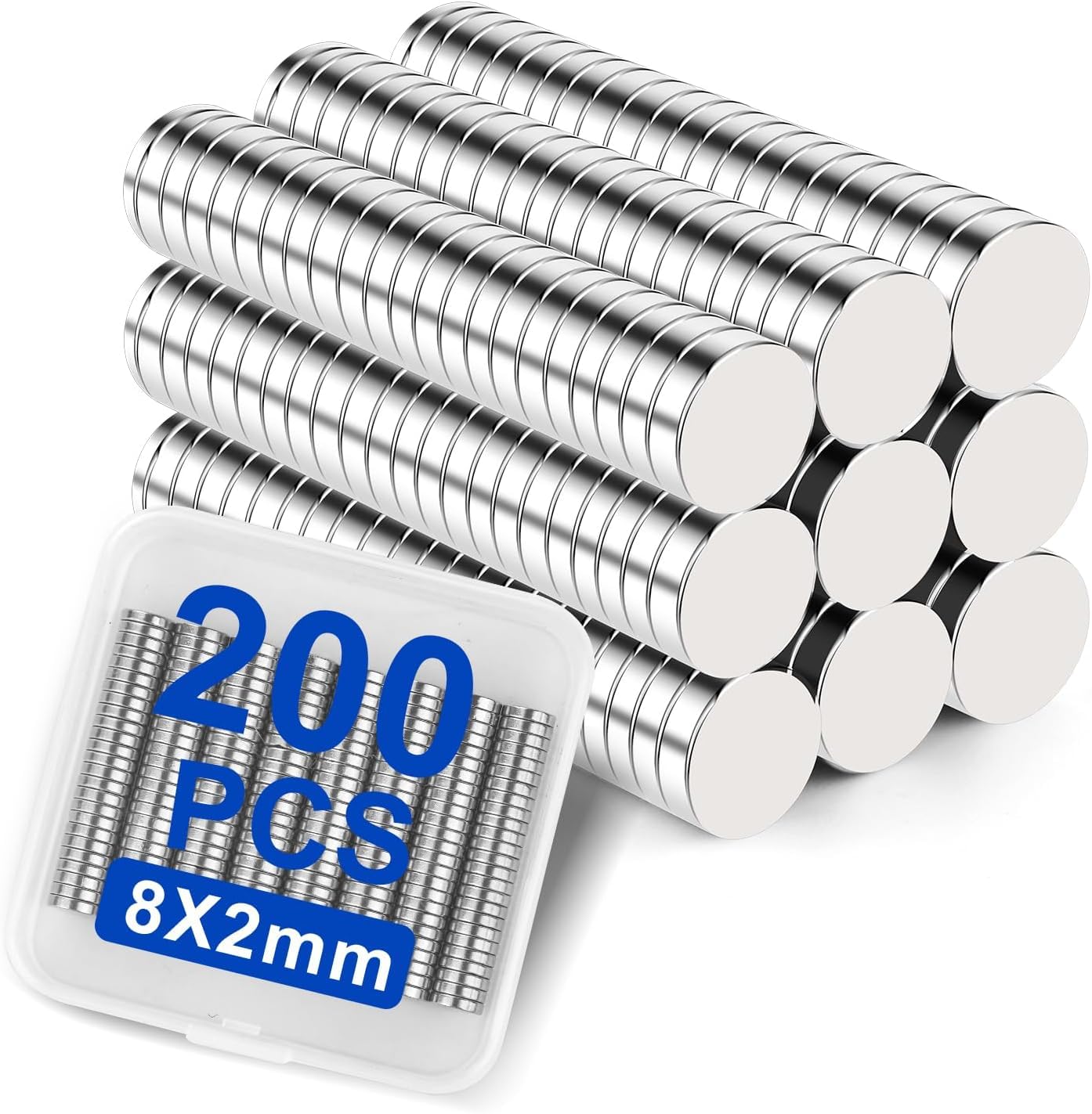 Premium Magnet 200 pcs 8X2 mm Round Disk Whiteboard Magnets for Refrigerator, Fridge, Office Supplies, DIY Projects, Arts & Crafts 8X2 mm 200 PCS-image-36