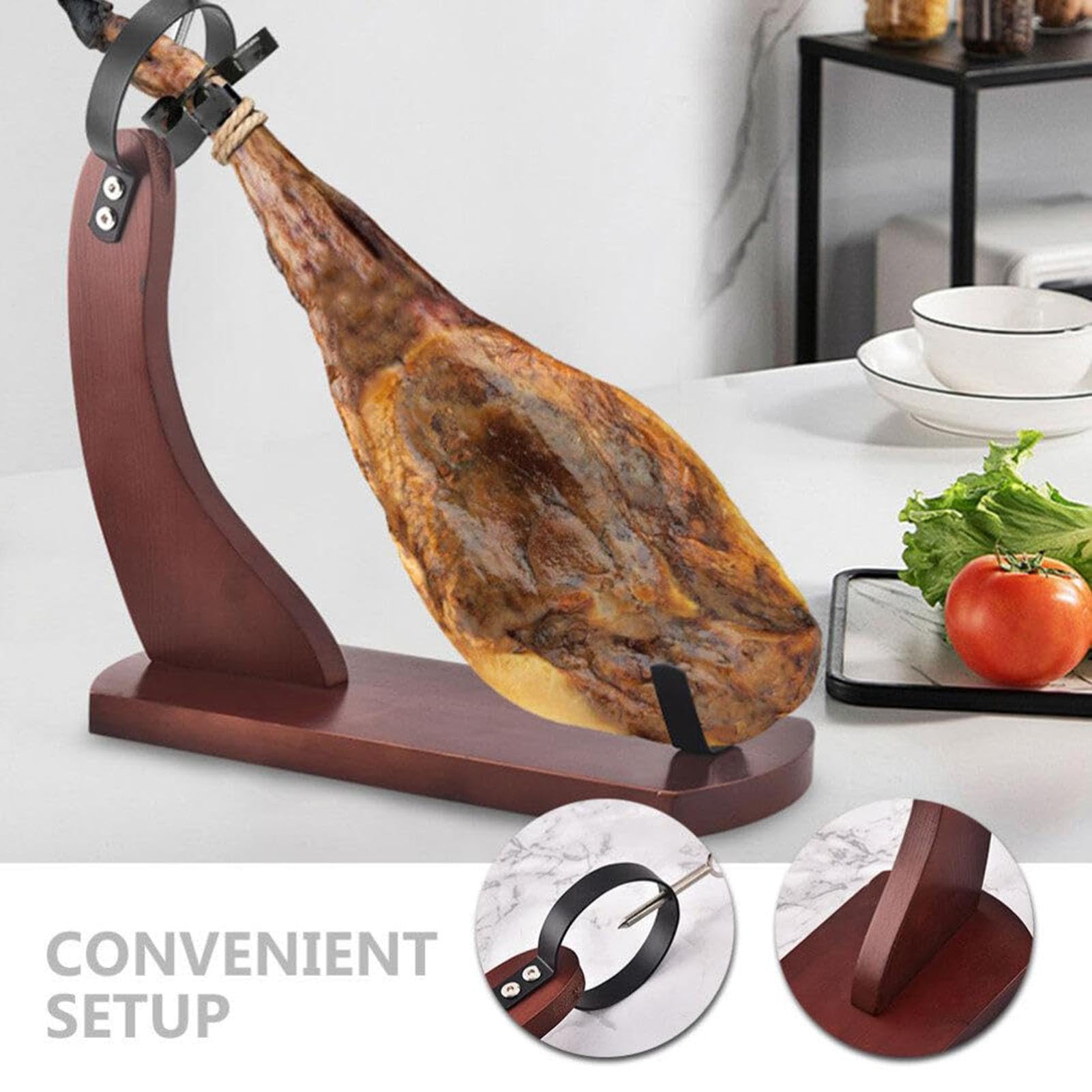 Generisch Support à jambon Espagne - Support en bois - Support à viande | professionnel - Ferrures métalliques de qualité supérieure - Accessoire de cuisine ultra fin et durable - Support fait à la m