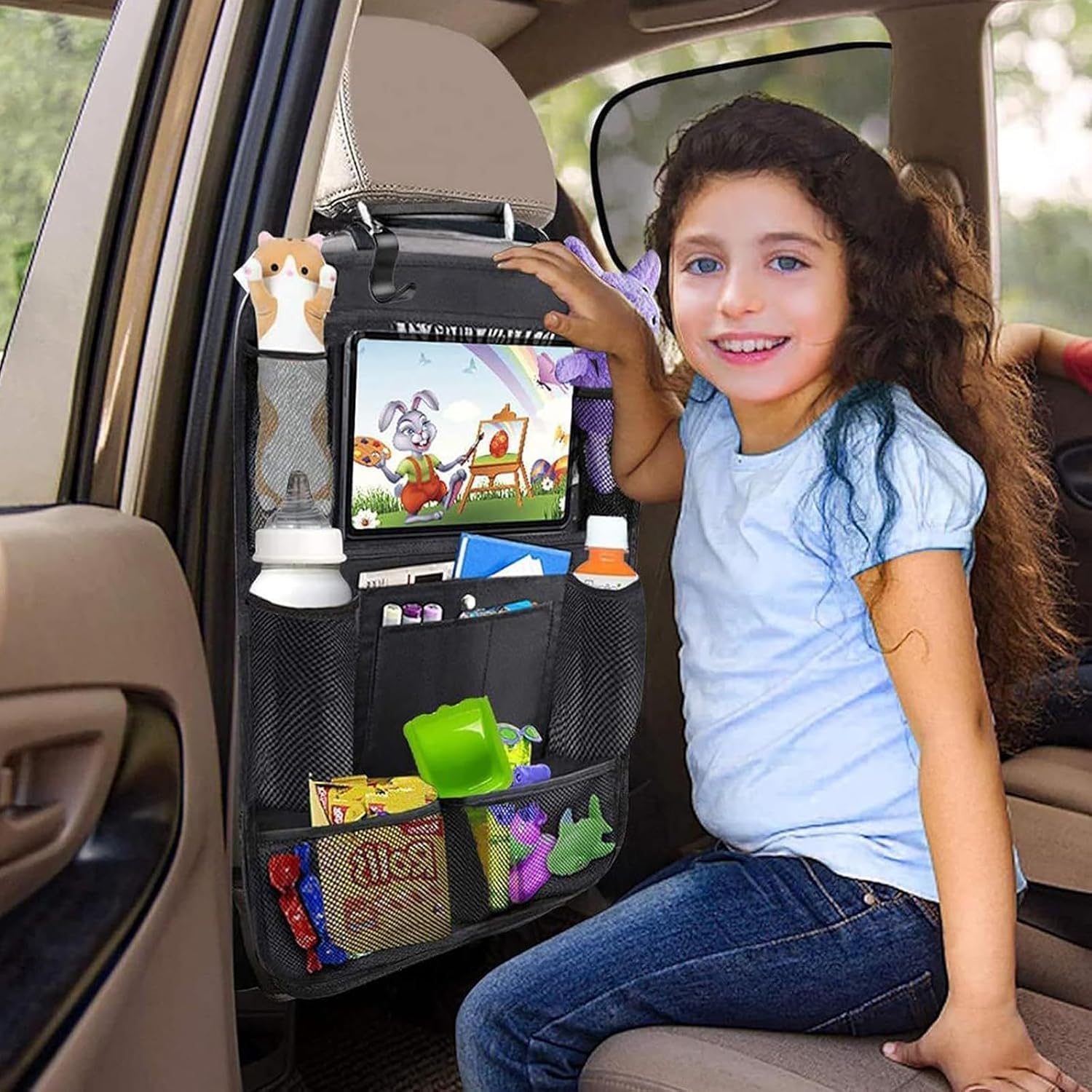 Car Accessories Enfan 2 PCS Protection de Dossier de Voiture Enfants Protege siege voiture avec 10 Poches rangement Voiture Organisateur de Voyage Protège-Siège Arrière