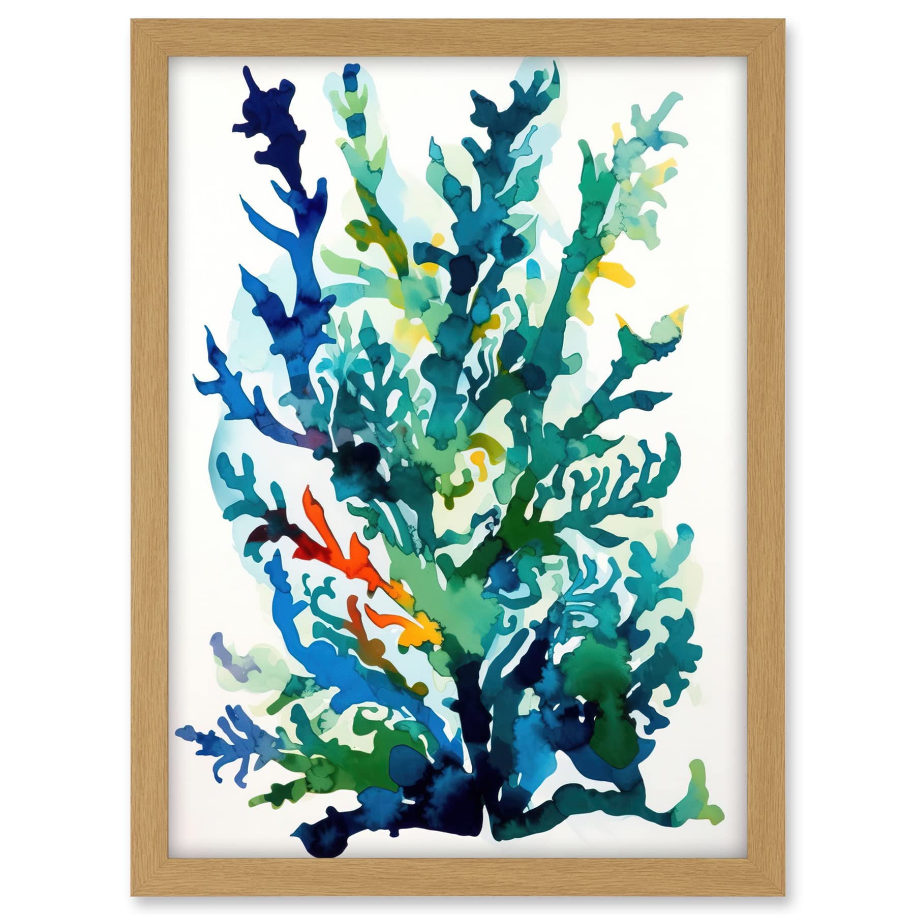 Artery8 Seaweed Plant Abstract Folk Art Artwork Framed A3 Wall Art Print