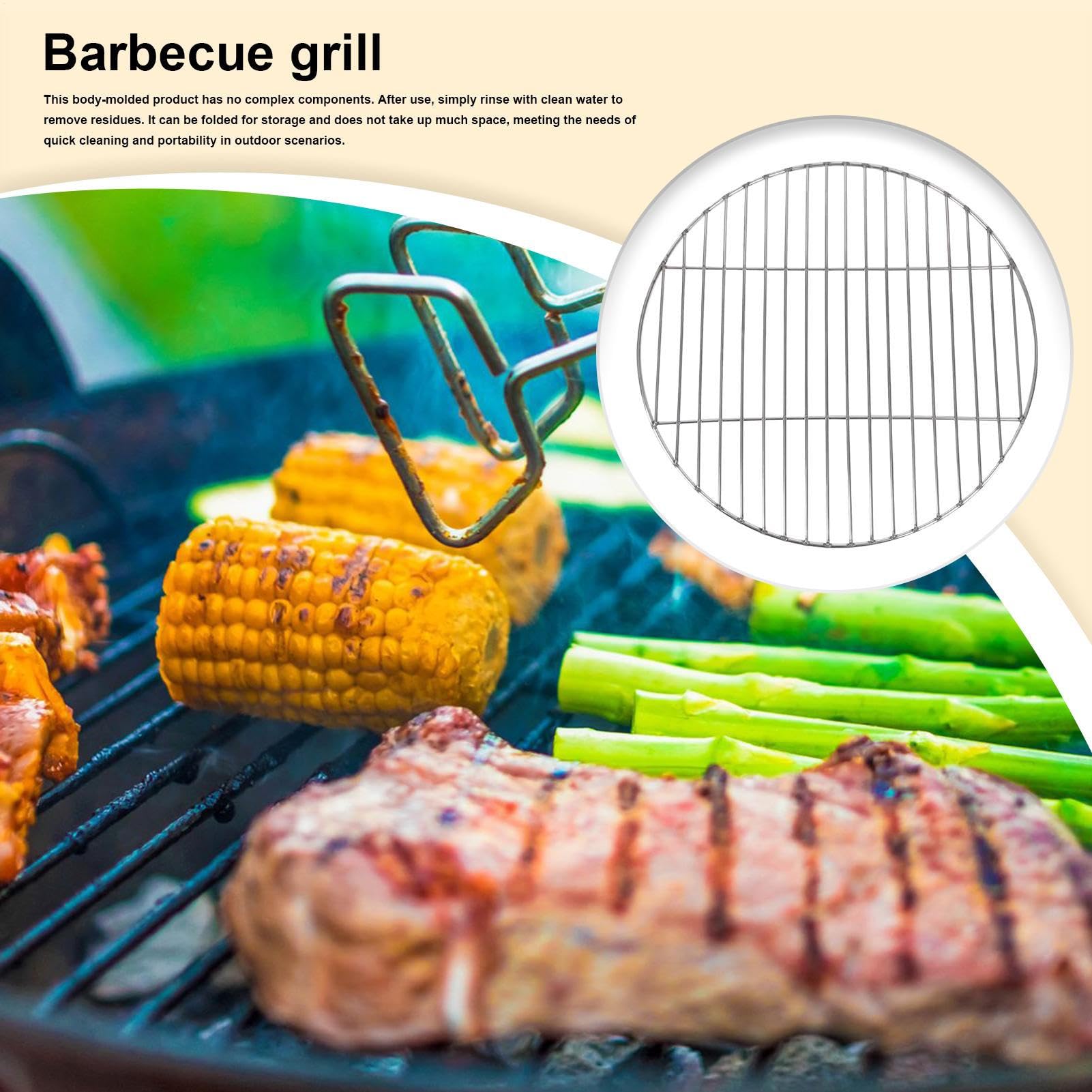 Firepit Grill Grate Metal Barbecue Round Grill Top Barbecue Stainless Steel Cooking Grill Portable Grill Mesh Campfire Cooking