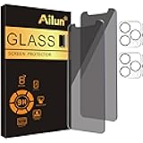2Pack Privacy Screen Protector for iPhone 11 Pro [5.8 inch] + 2 Pack Camera Lens Protector, Anti Spy Private Tempered Glass Film,[9H Hardness] - HD