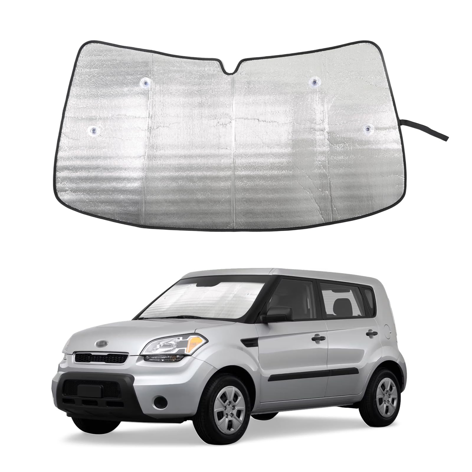 Car Front Windshield Sunshade for Kia Soul 2009-2013, Front Window Sun Shade, Foldable Reflective Sun Visor, Screen Shield Cover UV Blocker Protector HeatShield