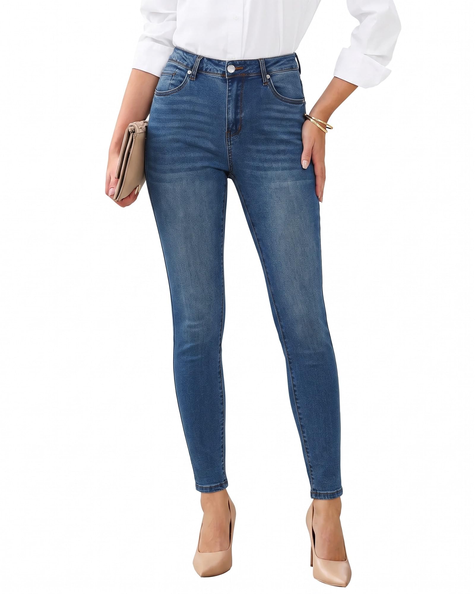 Skinny Jeans for Women High Waist Stretchy Classic High Rise Slimming Jeggings Denim Trousers Pants