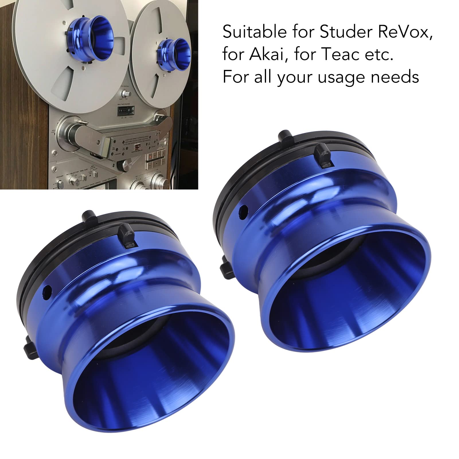 1 paio di adattatori per mozzo Nab, 25,4 cm, in lega di alluminio lucidato, universale, dispositivo di caricamento per Studer ReVox per Akai per Teac