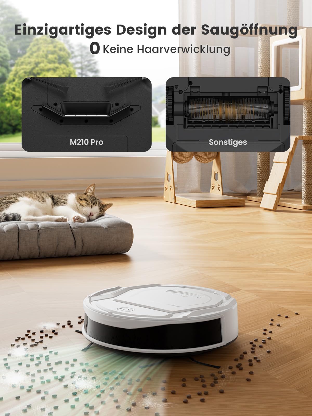 LEFANT M210P Staubsaugerroboter, 2200 Pa, leistungsstark und leise, ultradünn 7,8 cm, WiFi/App/Alexa, Autonomie 120 Min, Teppichverstärkung, ideal für Tierhaare, Teppiche und Harte Böden