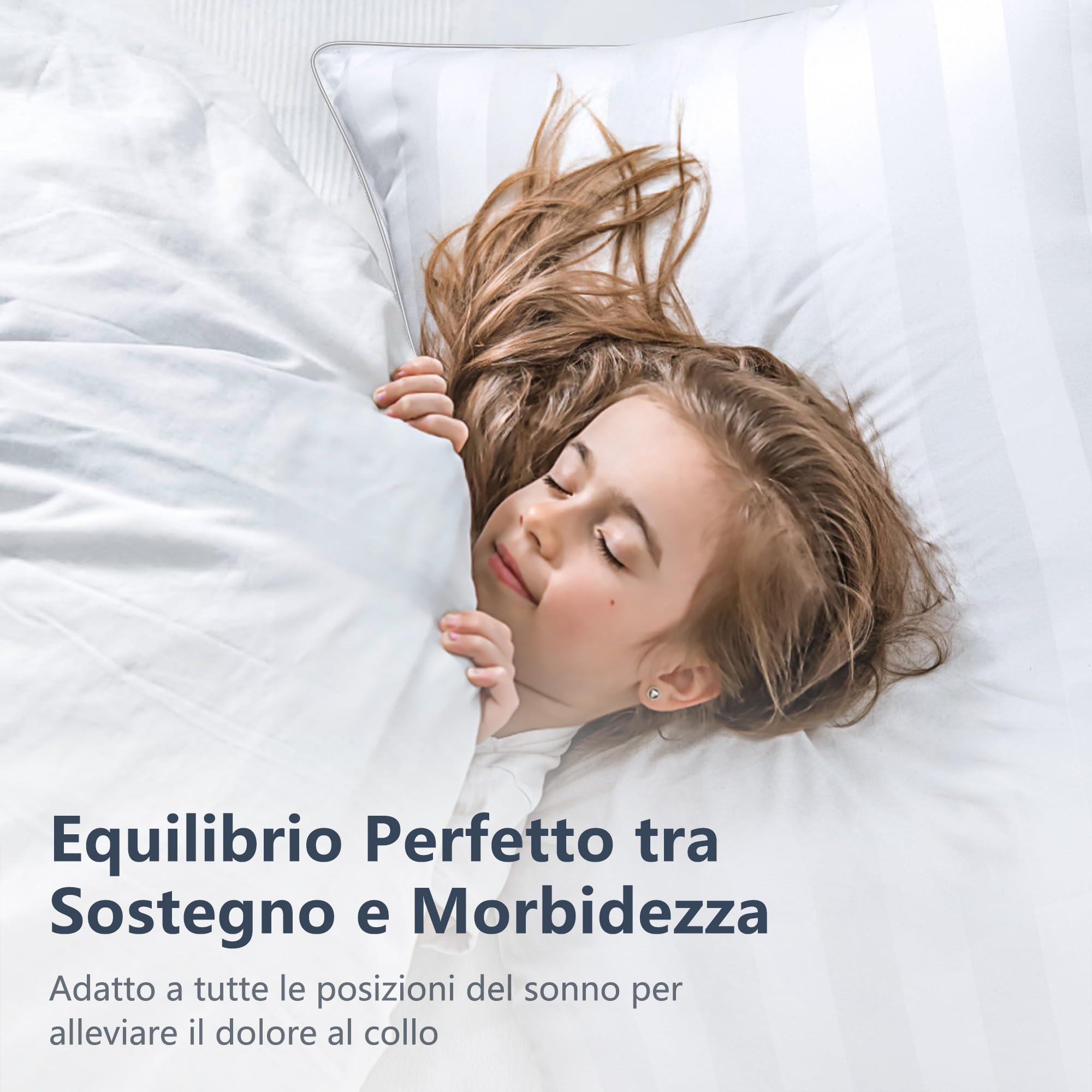 TESQ Cuscini Letto 50x70 cm Set di 2 Cuscino Morbidi e Confortevoli, Qualità Alberghiera di Lusso, Traspiranti e Anallergici, Ideali per Chi Dorme di Lato, sulla Schiena e a Pancia in Giù, Lavabili