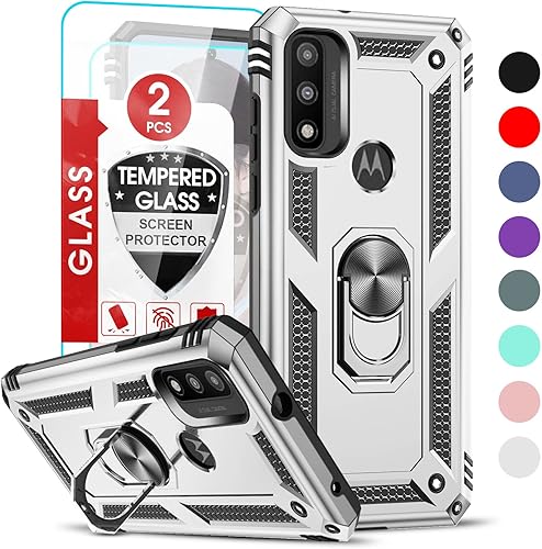 LeYi Funda para Moto G Pure 2021G Play 2023, Motorola G Power 2022 con 2 protectores de pantalla, grado militar funda protectora con soporte