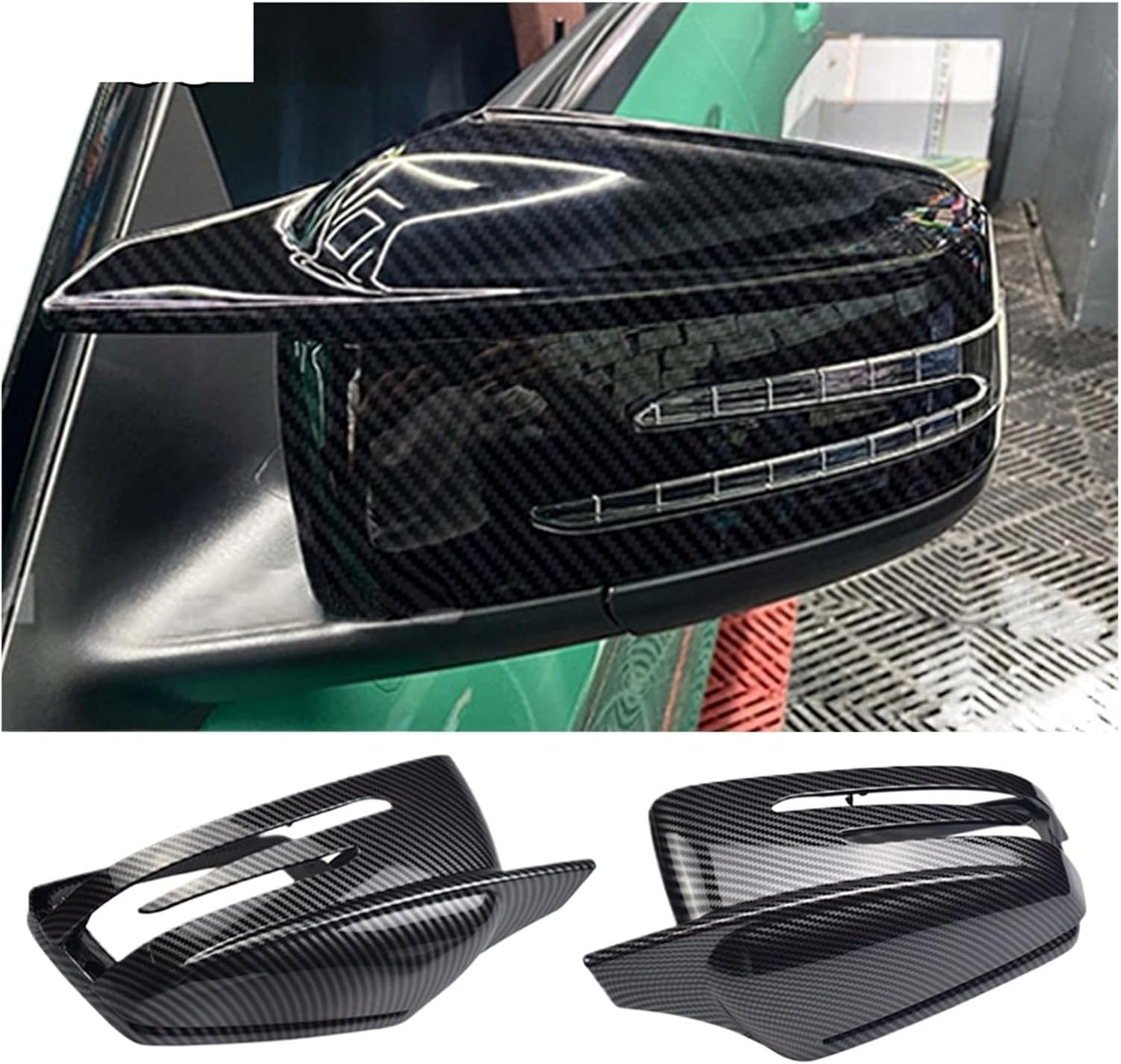 2pcs Carbon Fiber Pattern Pattern Rearview Side Mirror Cover Caps Fit for W176 W246 W204 W212 W221 C117 X204 X156