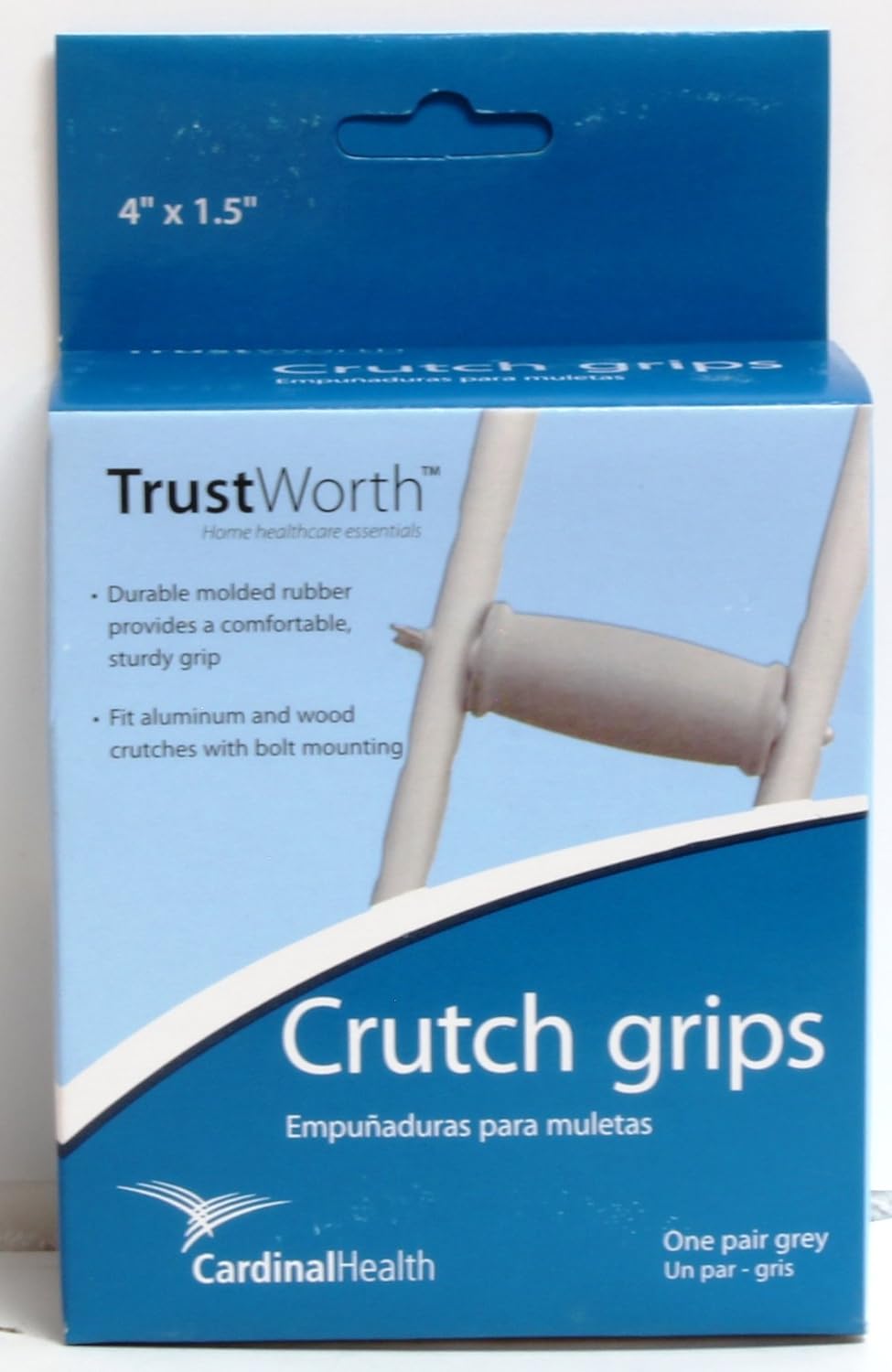 One Pair Grey Durable Molded Rubber Crutch Grips. Health