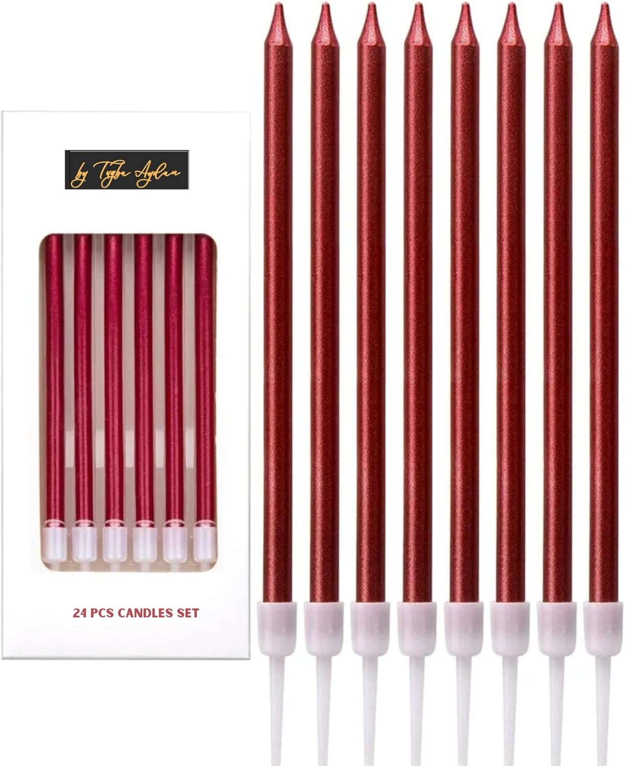 Birthday Candles 24 Count Long Thin Red Birthday Candles