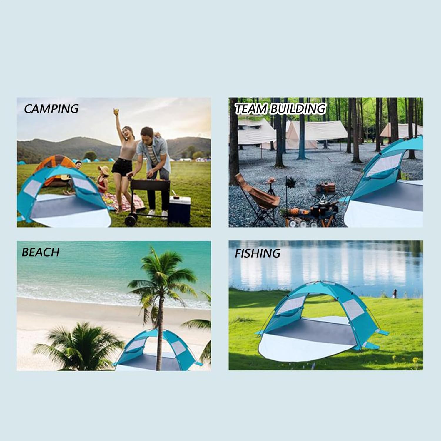Beach Sun Shelter - UPF50+ Ventilated Canopy - Portable Sun Shelter,for Camping Backyard Picnic Beach Patio Outdoor Backpacking Travel